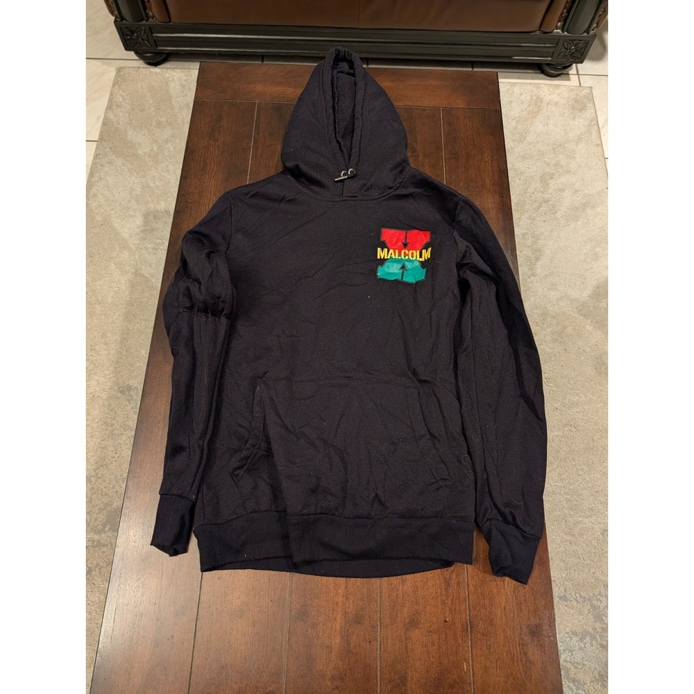 Vintage Y2K Reason Malcom X Carpet Patch Print Hoodie Sweatshirt Size S